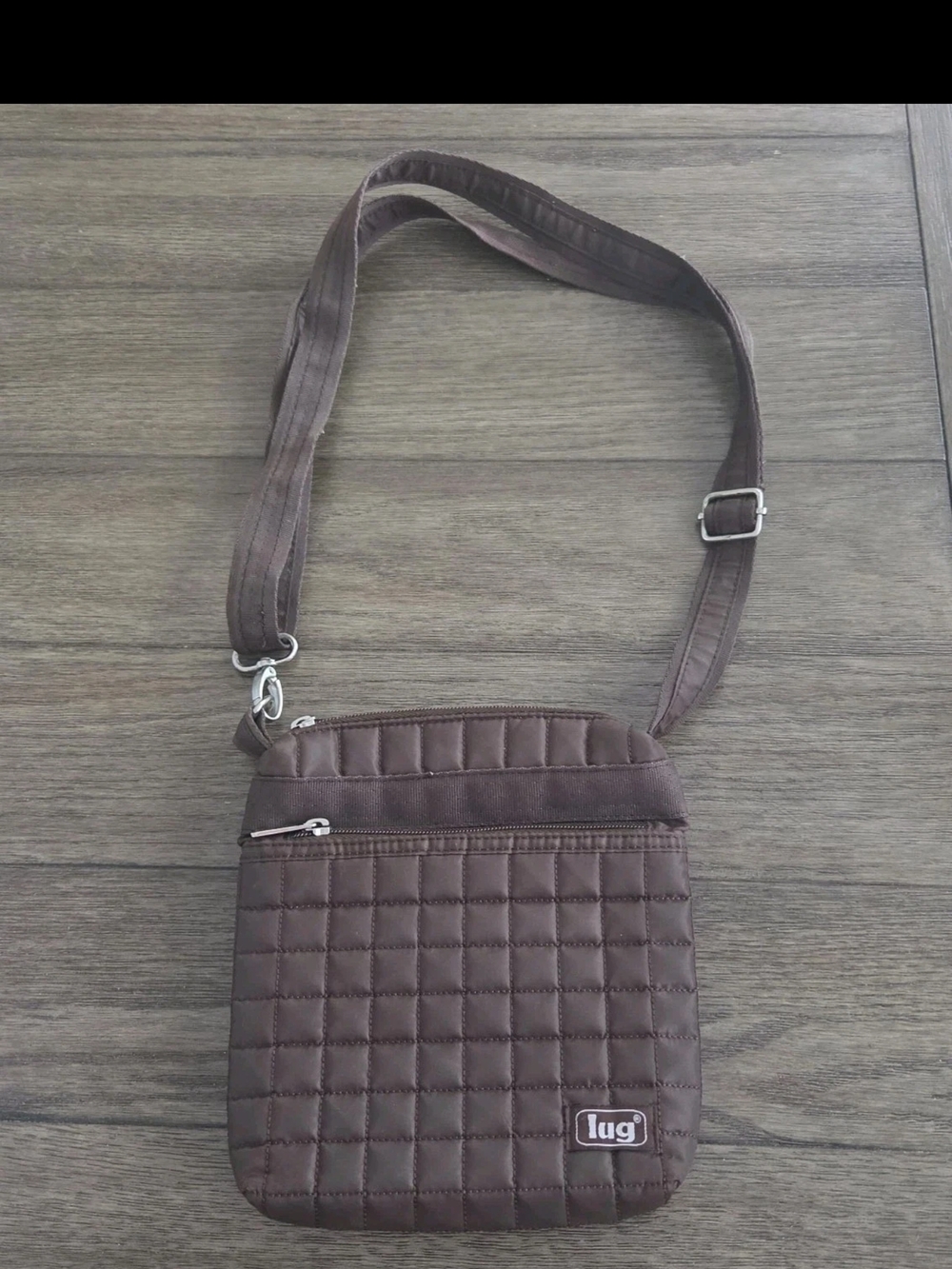 Lug Skipper Quilted Crossbody Purse Handbag- Chocolate Brown- EUC